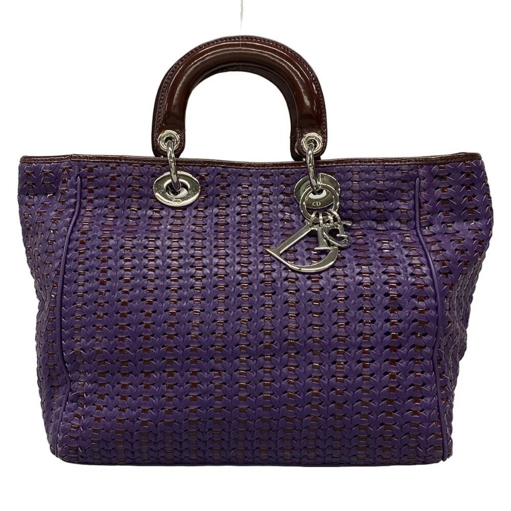 Auth DIOR/ChristianDior - Purple Leather Patent Leather Tote Bag - Picture 1 of 15